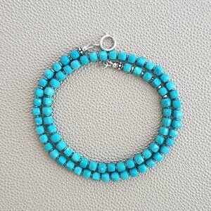 MINI TURQUOISE CUBE NECKLACE--16"